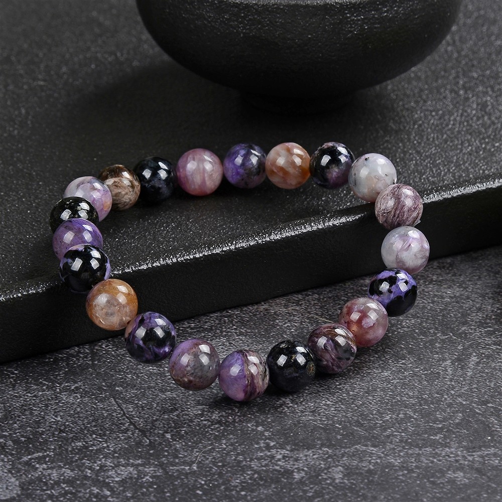 Bracelet, Charoite (multicolored), 08 - 09mm beads | Marco Schreier