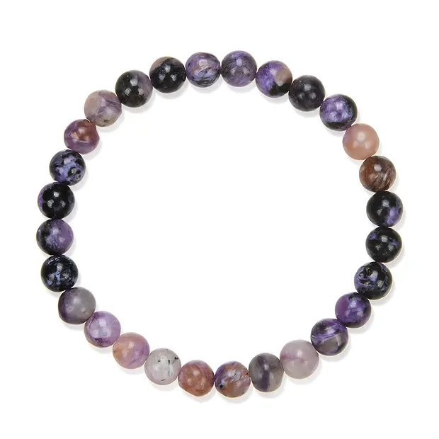 Bracelet, Charoïte (multicolore), 06 - 07mm perles rondes | Marco Schreier