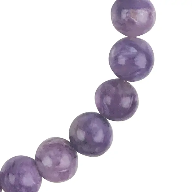 Bracelet en Charoïte, boules rondes de 7mm, Chaîne d'extension, rhodié | Marco Schreier