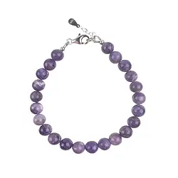0604859060 Bracelet Charoite, 7mm beads, extension chain, rhodiniert | Marco Schreier