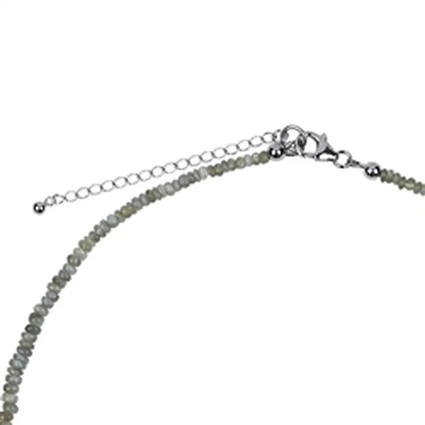 Collana di Crisoberillo, bottone (3-6 mm), rodiato, catena di estensione | Marco Schreier