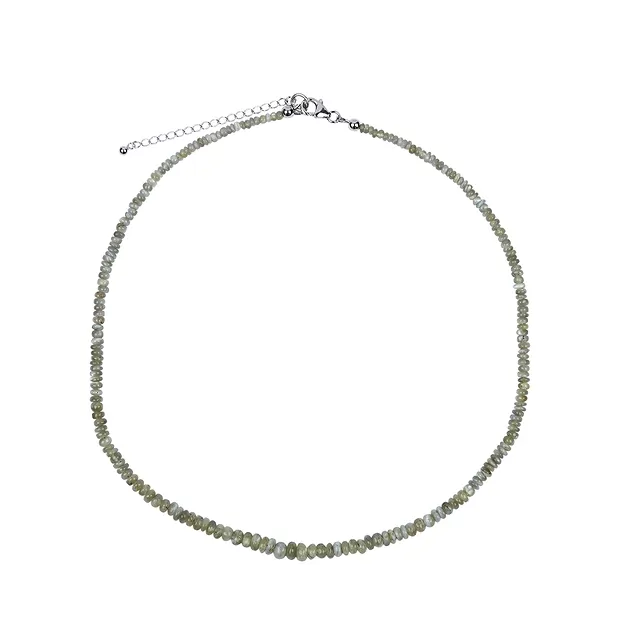 Chrysoberyl necklace, button (3-6mm), rhodiniert, extension chain | Marco Schreier