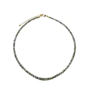 Collar Crisoberilo, botón (3 - 6mm), chapado en oro, cadena de extensión | Marco Schreier