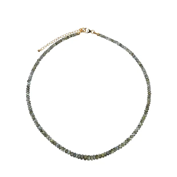 Chrysoberyl necklace, button (3 - 6mm), gold-plated, extension chain | Marco Schreier
