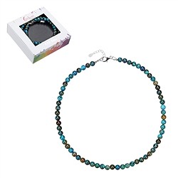 0605112206 Collana di crisocolla (stab.), perline (6 mm), rodiate, catena di estensione | Marco Schreier