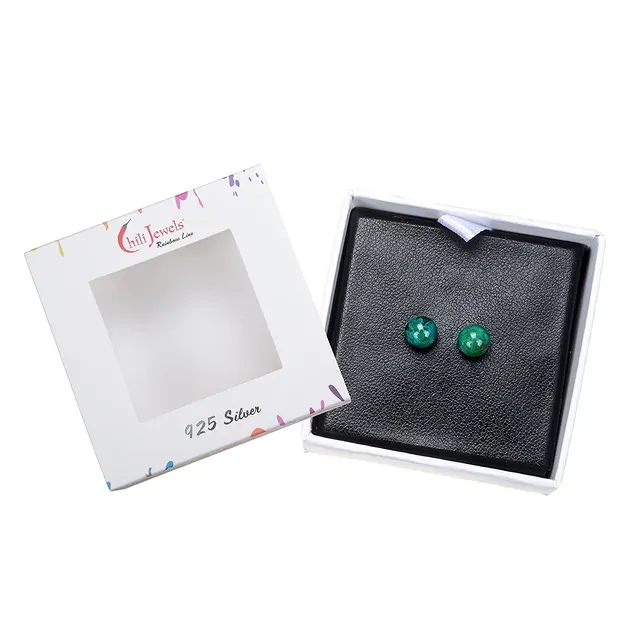 Ohrstecker Chrysocoll (stab.), Kugel, 6mm, rhodiniert | Marco Schreier
