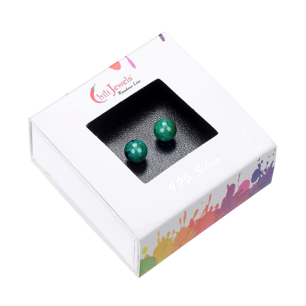 Earstuds chrysocolla (stab.), ball, 6mm, rhodiniert | Marco Schreier