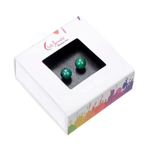 Clous d'oreilles chrysocolle (stab.), boule, 6mm, rhodié | Marco Schreier