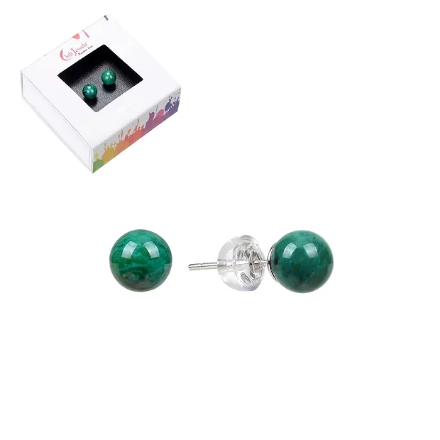 Earstuds chrysocolla (stab.), ball, 6mm, rhodiniert | Marco Schreier