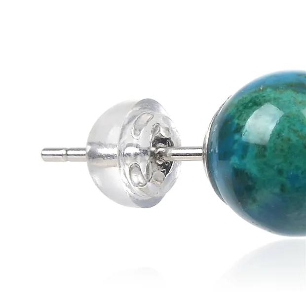 Pendientes crisocola (estabilizado), bola, 8mm, rodinado | Marco Schreier