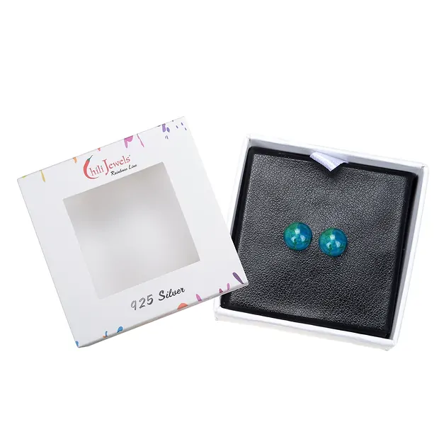 Pendientes crisocola (estabilizado), bola, 8mm, rodinado | Marco Schreier