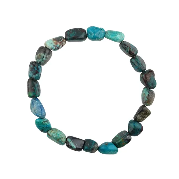 Bracelet, Chrysocolla (stab.), 10- 12mm nuggets flat | Marco Schreier