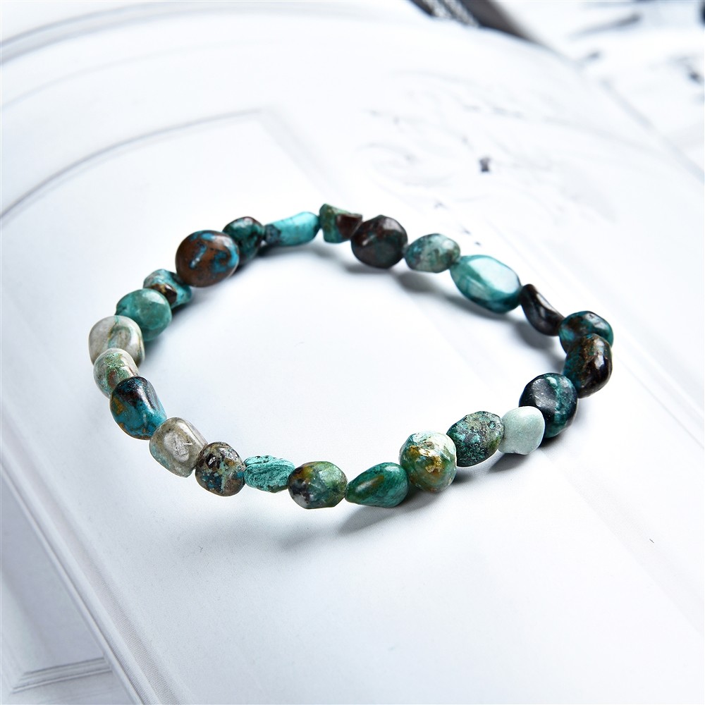 Bracelet, chrysocolla (stab.), 08-10mm nuggets | gems, healing stones & jewelry