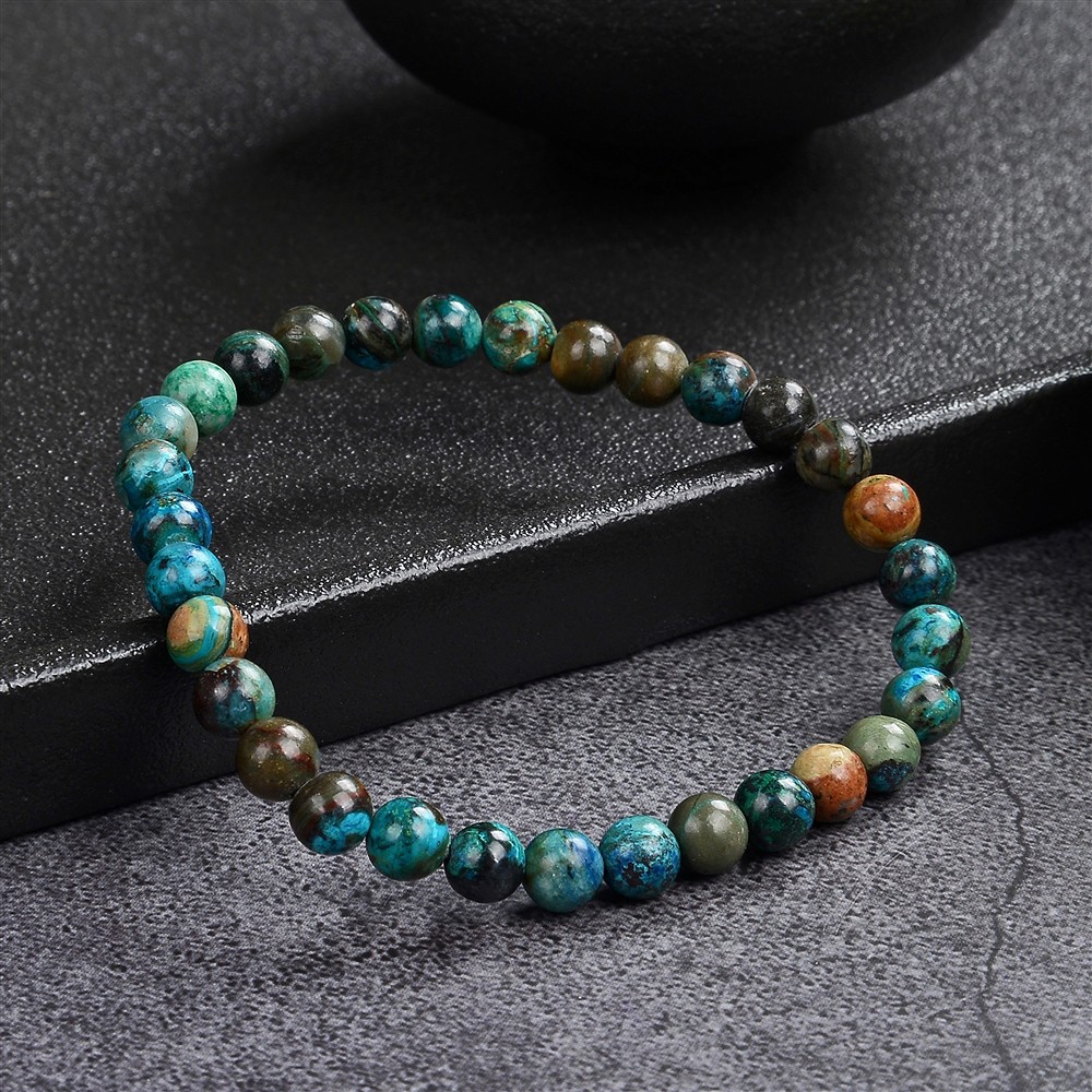 Bracelet, chrysocolla (stab.), 06mm beads | wholesaler gems & healing stones