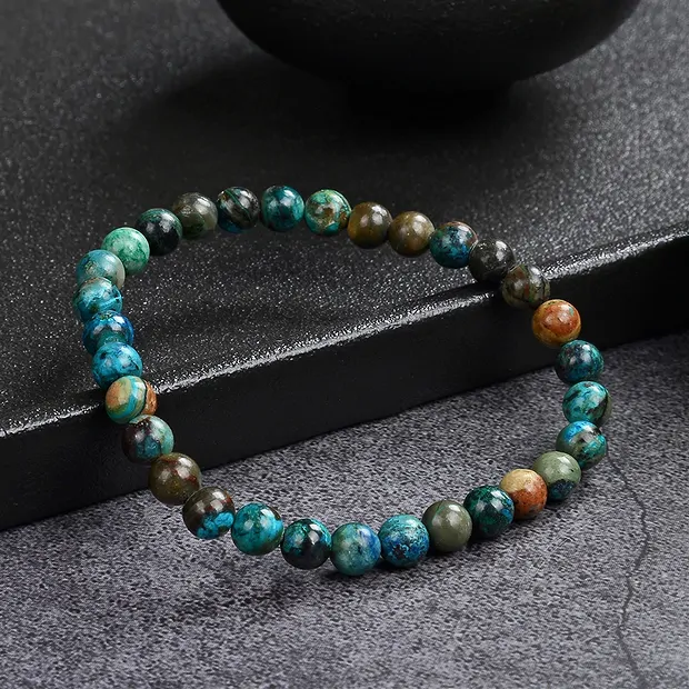 Pulsera, crisocola (estabilizado), cuentas 06mm | Marco Schreier