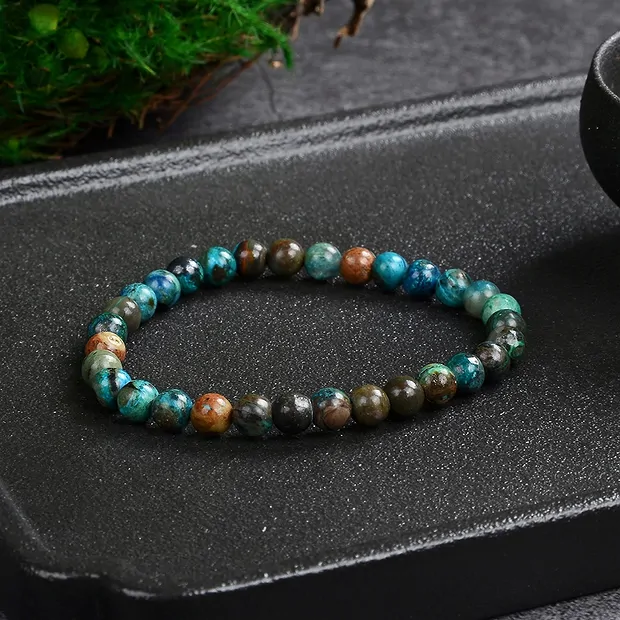 Pulsera, crisocola (estabilizado), cuentas 06mm | Marco Schreier
