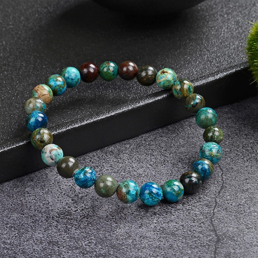 Pulsera, crisocola (estabilizado), 08mm cuentas | Marco Schreier