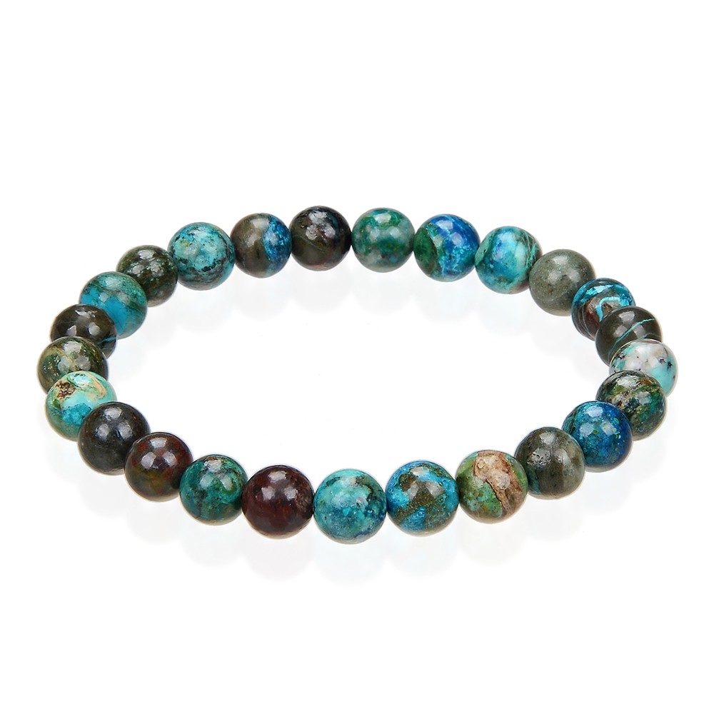 Pulsera, crisocola (estabilizado), 08mm cuentas | Marco Schreier