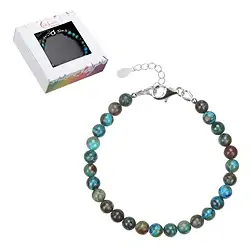 0605159060 Armband Chrysocoll (stab.), 6mm-Kugeln, Verlängerungskettchen, rhodiniert | Marco Schreier