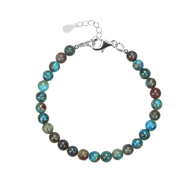 Armband Chrysocoll (stab.), Kugeln (6mm), rhodiniert | Marco Schreier
