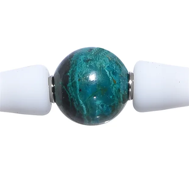 Pulsera Crisocola, silicona (blanca), 18cm | Marco Schreier