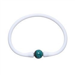 0605161002 Bracelet Chrysocoll ball (10mm), silicone (white), 18cm | Marco Schreier
