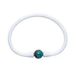 0605161002 Bracelet en perles rondes de chrysocolle (10mm), silicone (blanc), 18cm | Marco Schreier
