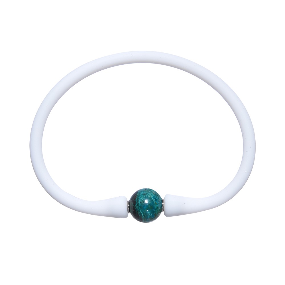 Bracelet Chrysocoll ball (10mm), silicone (white), 18cm | Marco Schreier