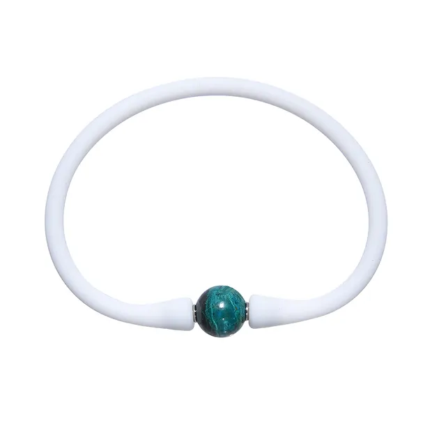 Pulsera Crisocola, silicona (blanca), 18cm | Marco Schreier