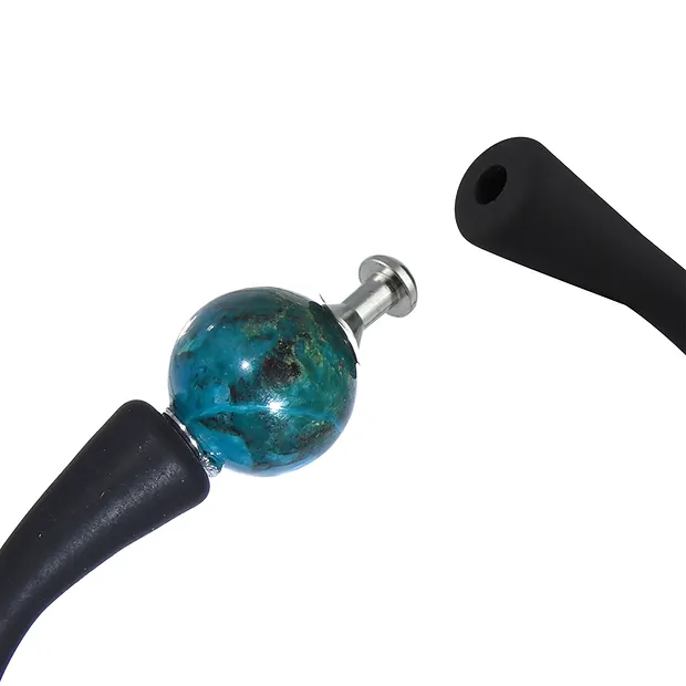 Bracelet Chrysocoll, silicone (black), 18cm | wholesaler gems & healing stones