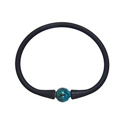 0605161005 Bracelet Chrysocoll ball (10mm), silicone (black), 18cm | Marco Schreier