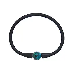 0605161005 Bracelet en perles rondes de chrysocolle (10mm), silicone (noir), 18cm | Marco Schreier