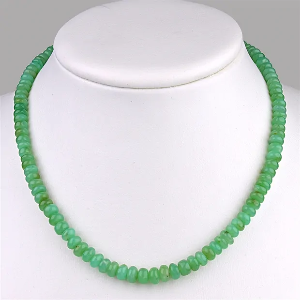 Button necklace, Chrysoprase, 6-8mm/45cm | wholesaler gems & healing stones