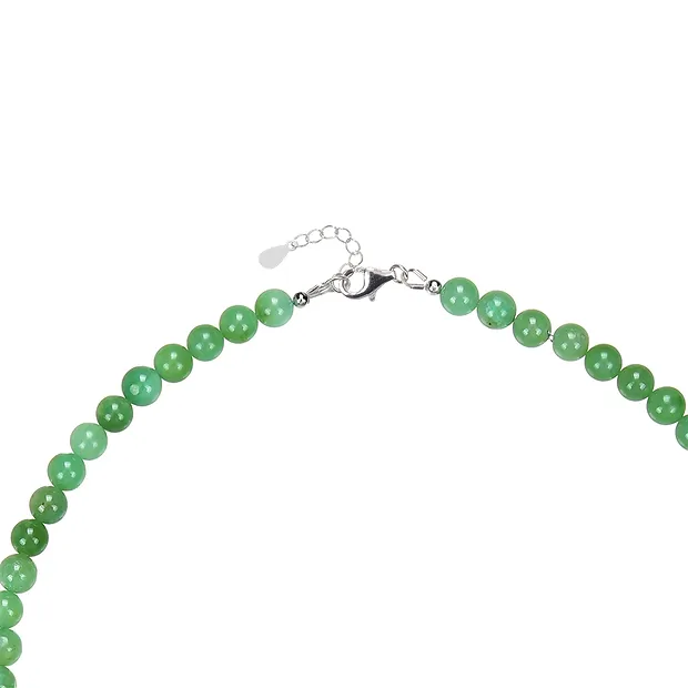 Collana di Crisoprasio, perline (6 mm), rodiato | Marco Schreier
