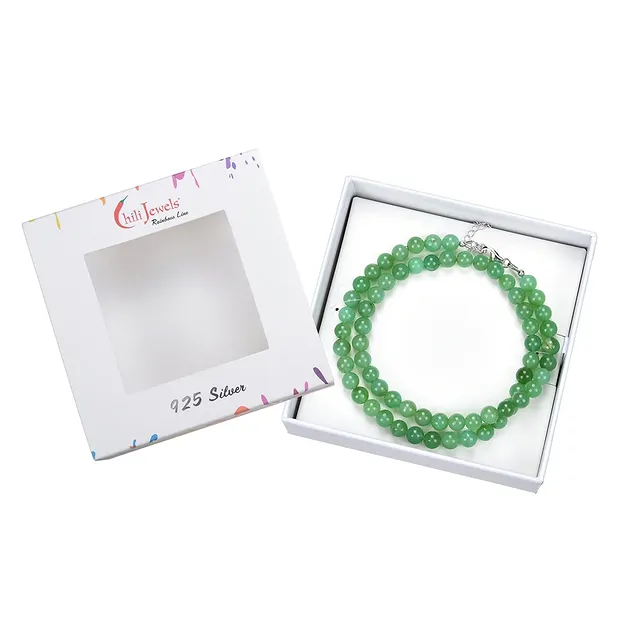 Chrysoprase necklace, beads (6mm), rhodiniert, extension chain | Marco Schreier