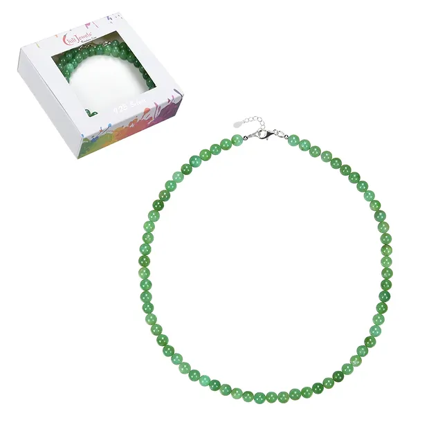 Collana di Crisoprasio, perline (6 mm), rodiato, catena di estensione | Marco Schreier