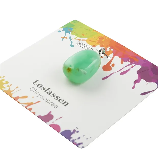 Pendentif Chrysoprase, Pierre roulée petite, rhodié | Marco Schreier