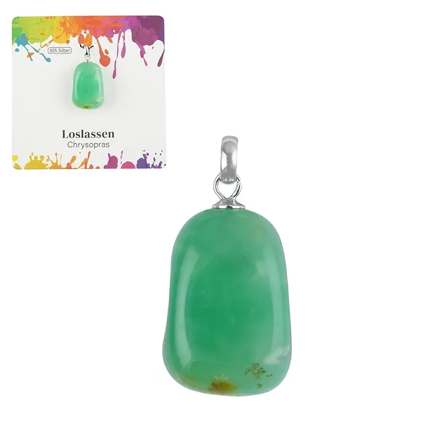 Pendentif Chrysoprase, Pierre roulée petite, rhodié | Marco Schreier