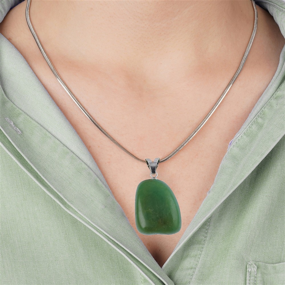 Colgante Crisoprasa, Piedra rodada grande, rodiado | Marco Schreier