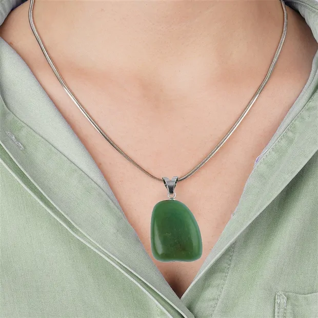 Pendentif Chrysoprase, Pierre roulée grande, rhodié | Marco Schreier
