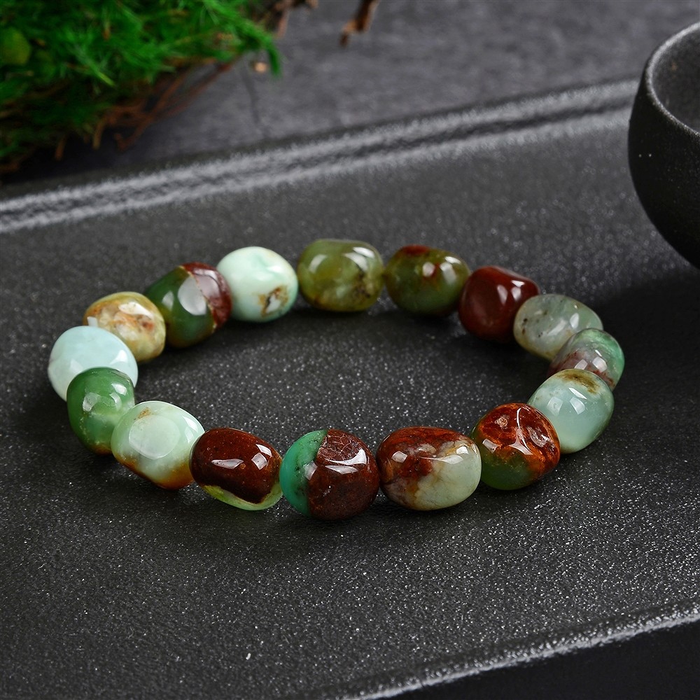Bracciale, Crisoprasio, pepite 12 x 10 mm | grossista gemme e pietre curative