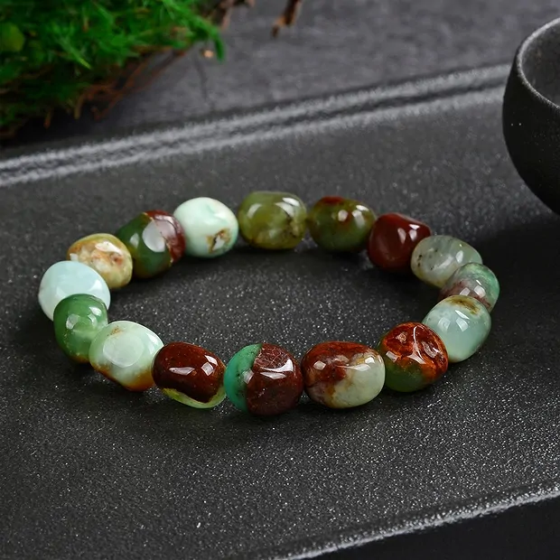 Bracelet, Chrysoprase, 12 x 10mm nuggets | wholesaler gems & healing stones