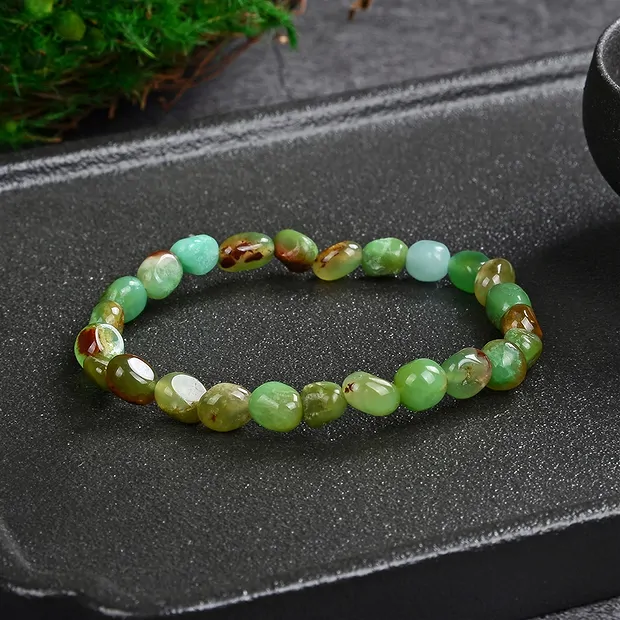 Bracelet, Chrysoprase, 08 x 06mm nuggets | wholesaler gems & healing stones