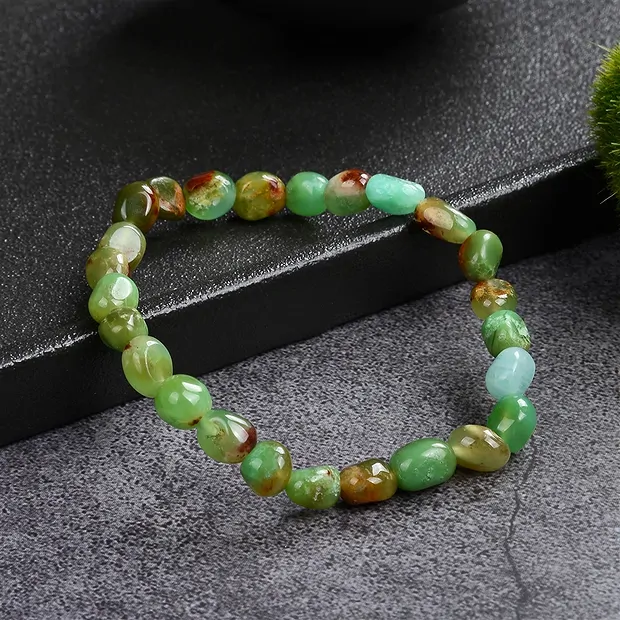 Bracelet, Chrysoprase, 08 x 06mm nuggets | wholesaler gems & healing stones