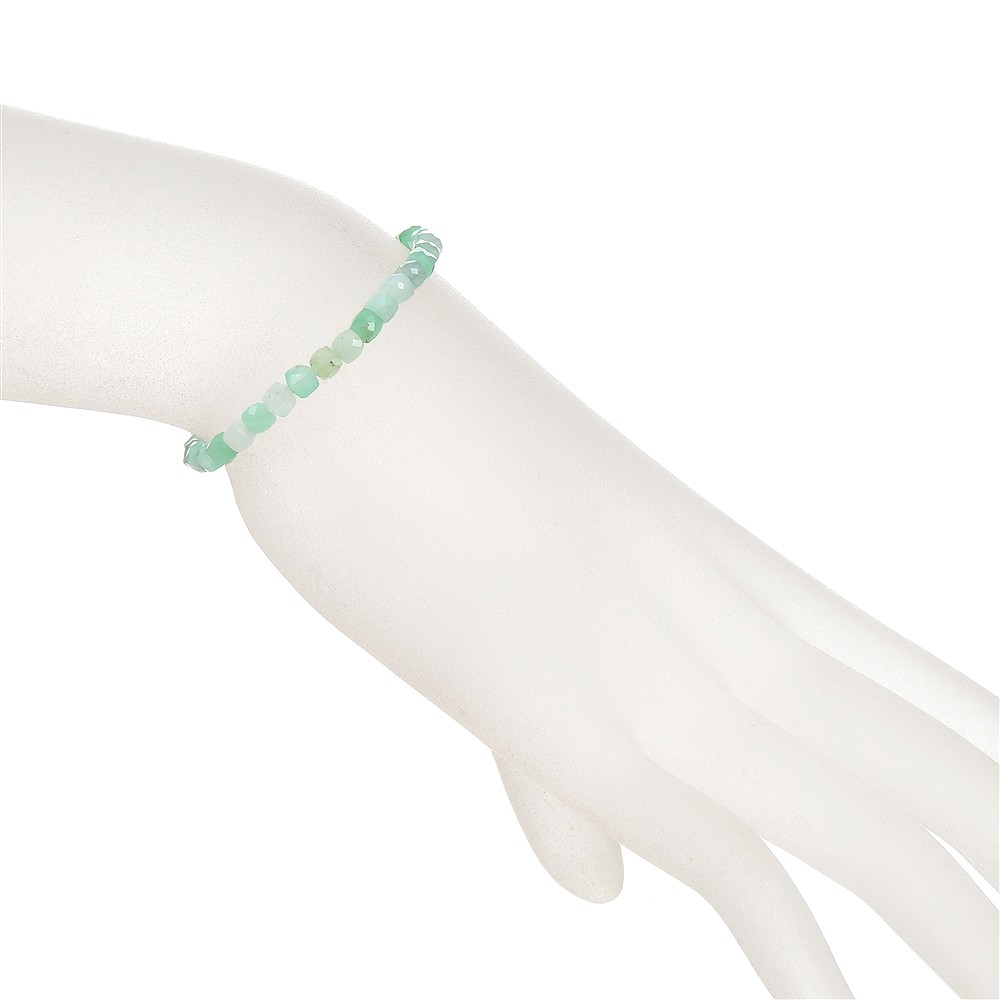 Bracelet, Chrysoprase, 04mm cube, faceted | wholesaler gems & healing stones