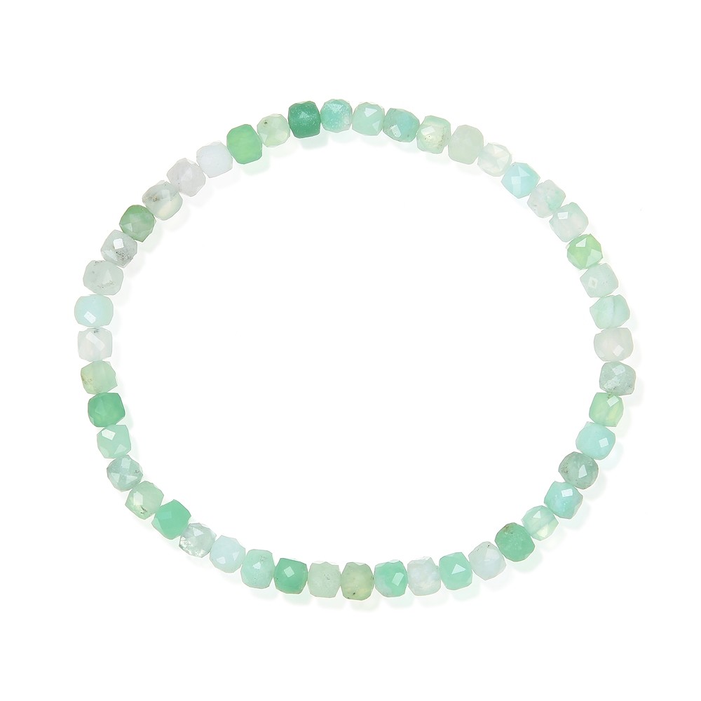 Bracelet, Chrysoprase, 04mm cube, faceted | wholesaler gems & healing stones