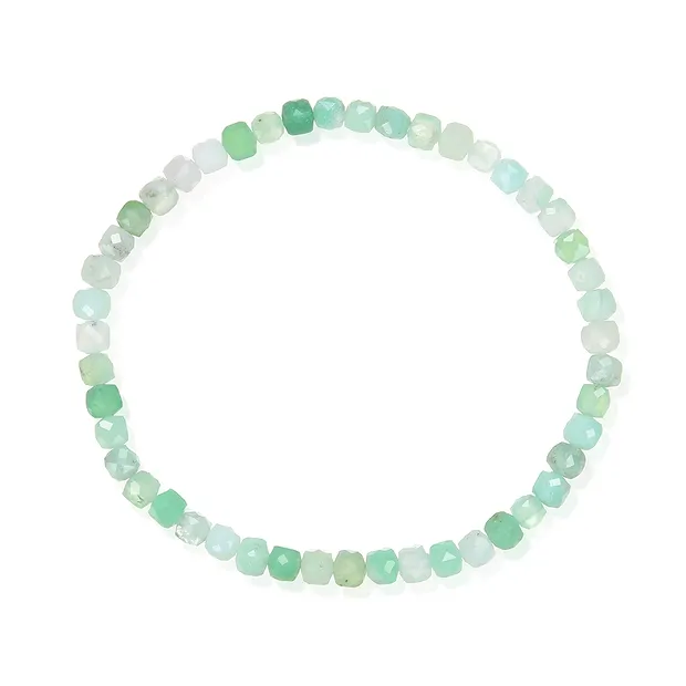 Bracelet, Chrysoprase, 04mm cube, faceted | wholesaler gems & healing stones