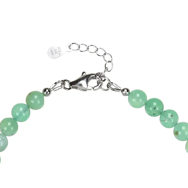 Bracelet Chrysoprase, beads (6mm), rhodiniert | wholesaler gems & healing stones