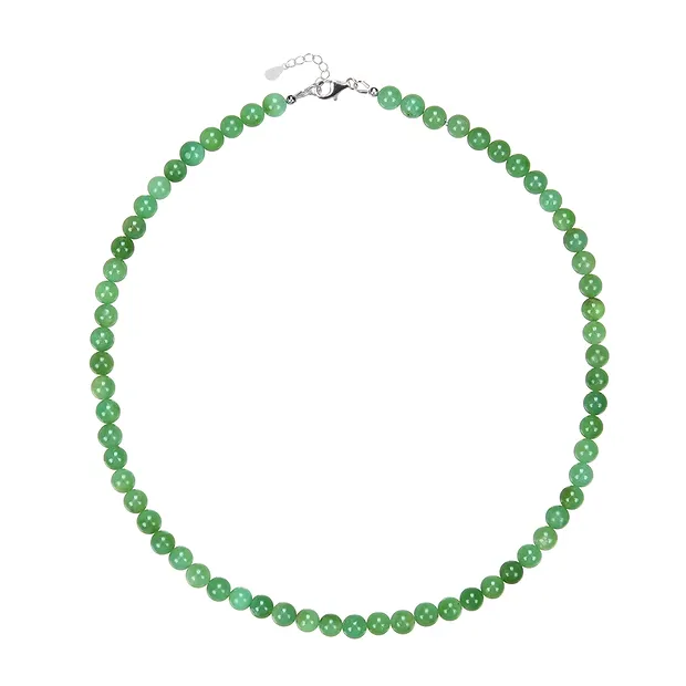 Bracelet en chrysoprase, boules rondes de 6mm, Chaîne d'extension, rhodié | Marco Schreier