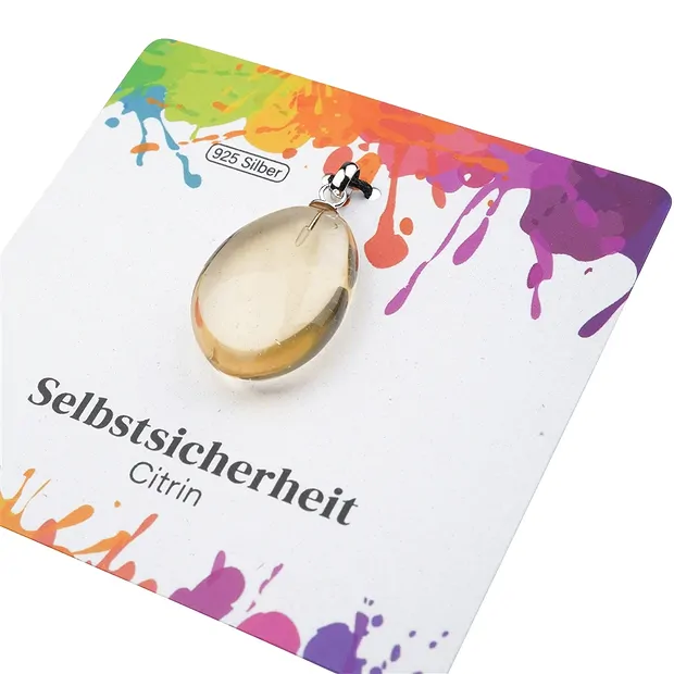 Anhänger Citrin (gebr.), Trommelstein klein, rhodiniert | Marco Schreier